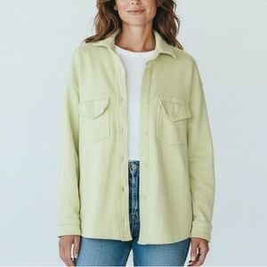 Wilfred Free Oversized Jersey Shacket Women’s 2XS | Yellow Lime Button Up Shirt‎